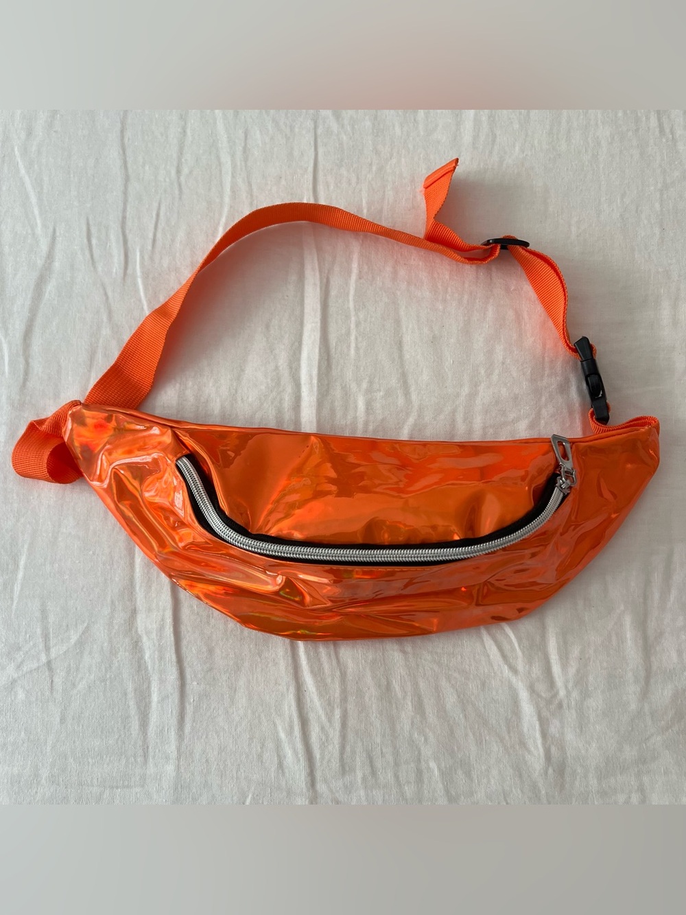 Bright Orange Holographic Vinyl Fanny Pack
